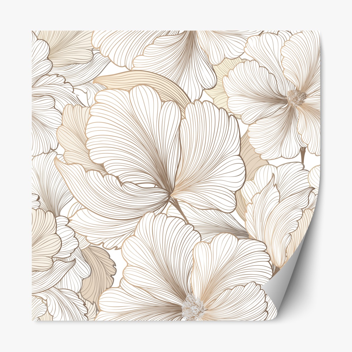 Repositionable sticker delicate beige floral illustration