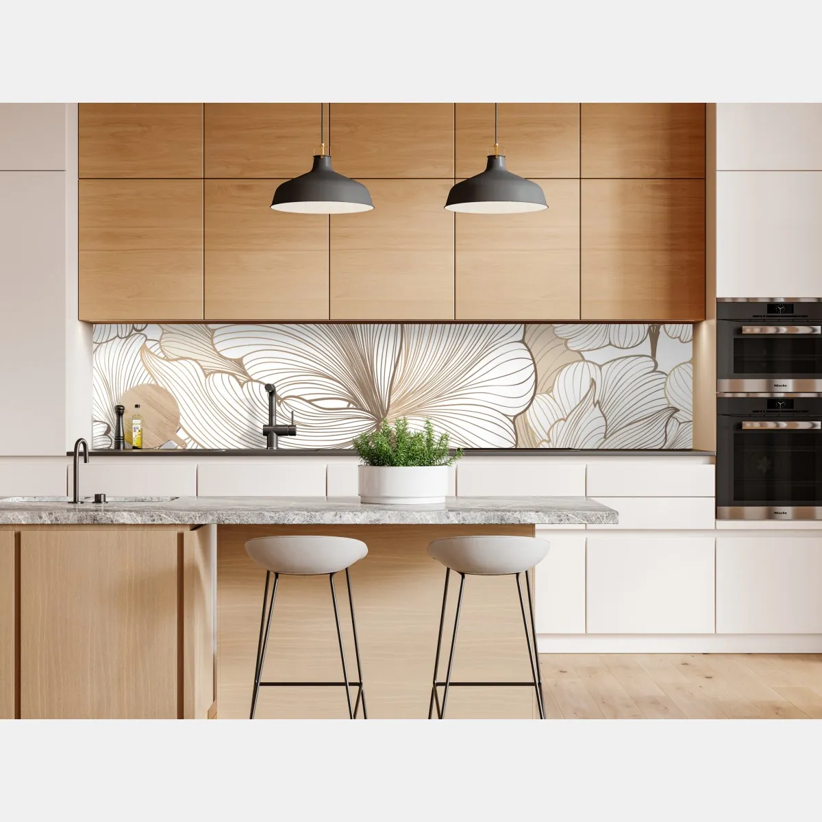 Naklejka repozycjonowalna delikatna beżowa ilustracja kwiatowa – Wallissimo® Naklejka repozycjonowalna delikatna beżowa ilustracja kwiatowa – Wallissimo®