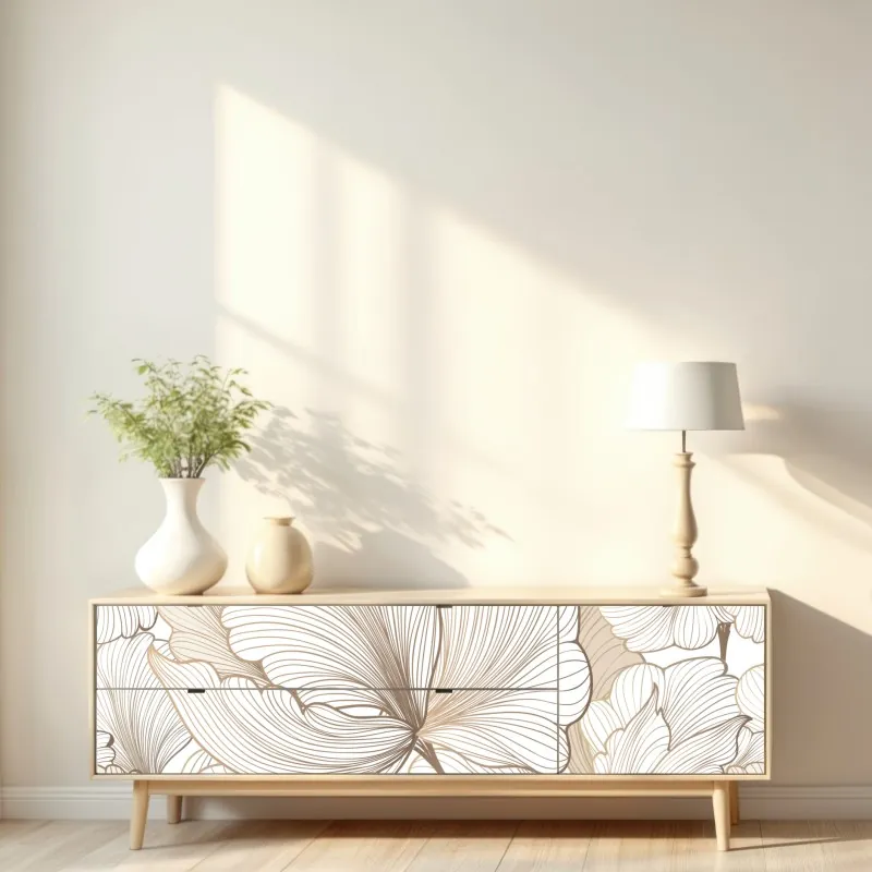 Naklejka repozycjonowalna delikatna beżowa ilustracja kwiatowa – Wallissimo® Naklejka repozycjonowalna delikatna beżowa ilustracja kwiatowa – Wallissimo®