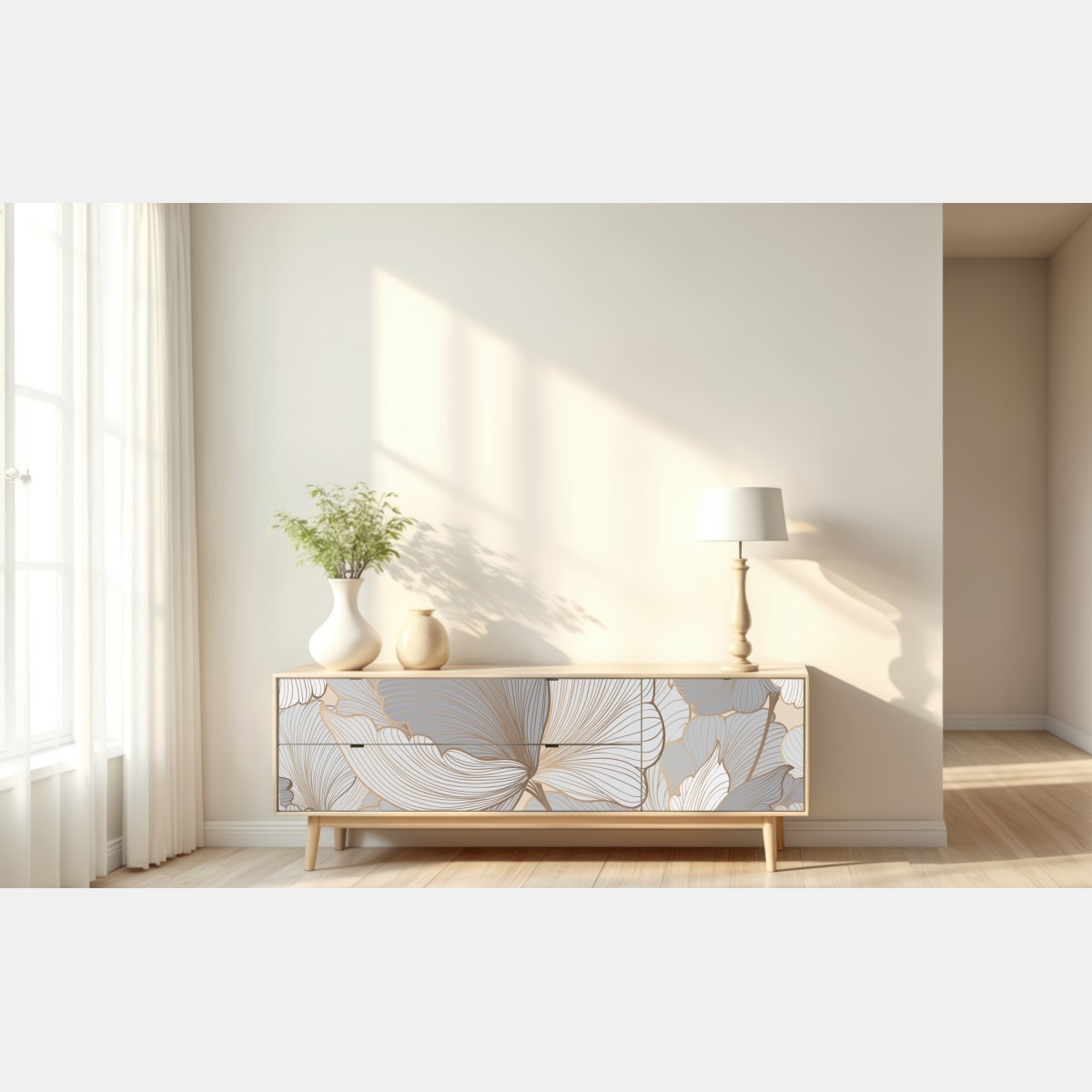 Naklejka repozycjonowalna delikatny pastelowy wzór kwiatowy – Wallissimo® Naklejka repozycjonowalna delikatny pastelowy wzór kwiatowy – Wallissimo®