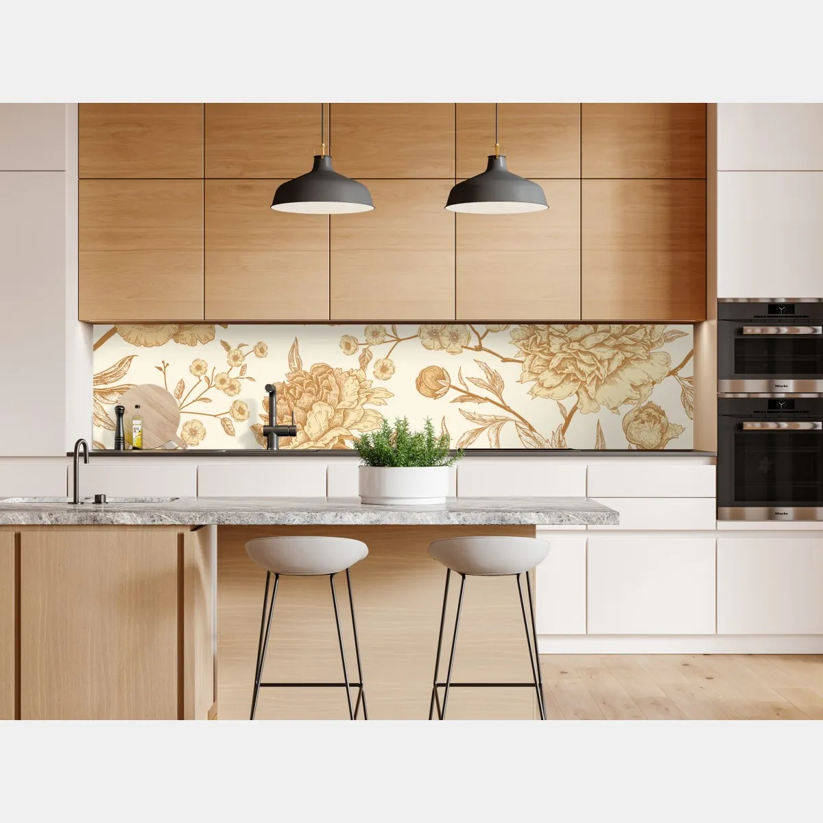 Naklejka repozycjonowalna vintage beżowy wzór kwiatowy z peoniami – Wallissimo® Naklejka repozycjonowalna vintage beżowy wzór kwiatowy z peoniami – Wallissimo®