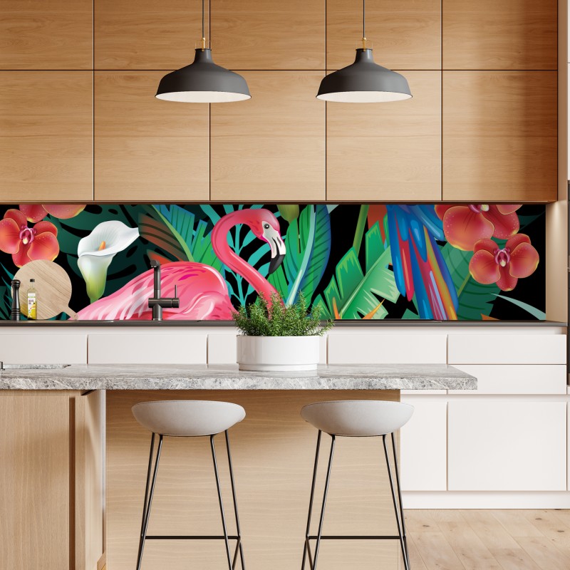 Naklejka repozycjonowalna żywe tropikalne ptaki i kwiaty – Wallissimo® Naklejka repozycjonowalna żywe tropikalne ptaki i kwiaty – Wallissimo®