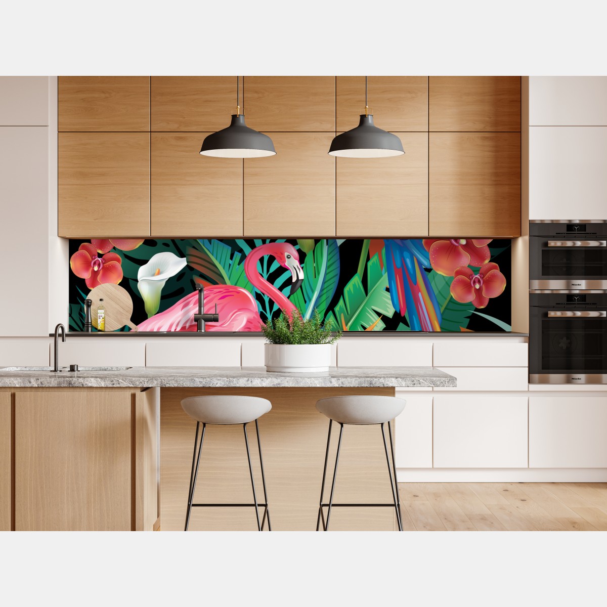 Naklejka repozycjonowalna żywe tropikalne ptaki i kwiaty – Wallissimo® Naklejka repozycjonowalna żywe tropikalne ptaki i kwiaty – Wallissimo®