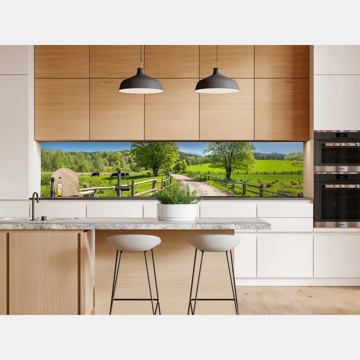 Naklejka repozycjonowalna słoneczna wiejska droga przez zielone łąki – Wallissimo® Naklejka repozycjonowalna słoneczna wiejska droga przez zielone łąki – Wallissimo®