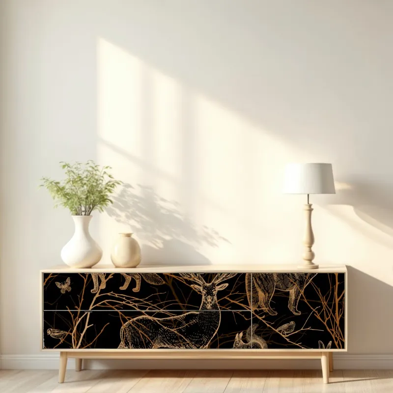 Naklejka repozycjonowalna ornamentalny złoty wzór chmur – Wallissimo®