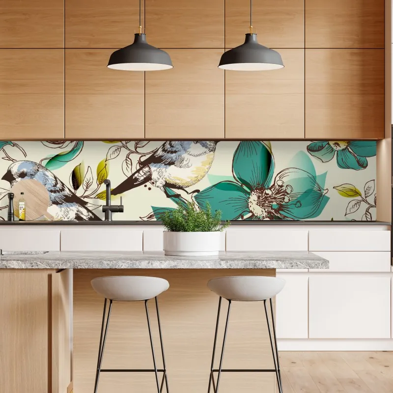 Naklejka repozycjonowalna zimowa mgła nad lasem iglastym – Wallissimo®