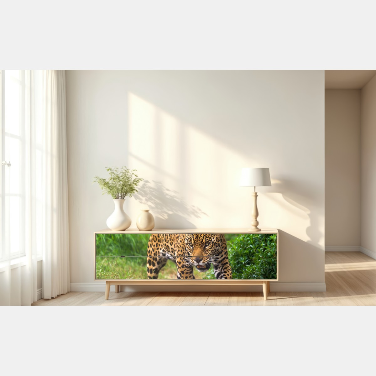 Naklejka repozycjonowalna majestatyczny jaguar w naturze – Wallissimo® Naklejka repozycjonowalna majestatyczny jaguar w naturze – Wallissimo®