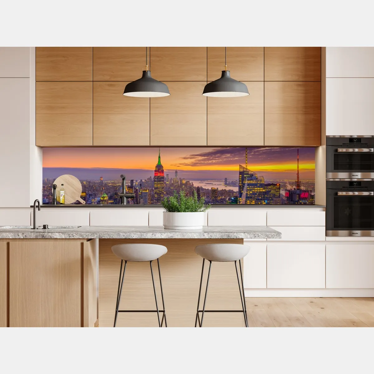 Naklejka repozycjonowalna żywa panorama Nowego Jorku o zmierzchu – Wallissimo® Naklejka repozycjonowalna żywa panorama Nowego Jorku o zmierzchu – Wallissimo®