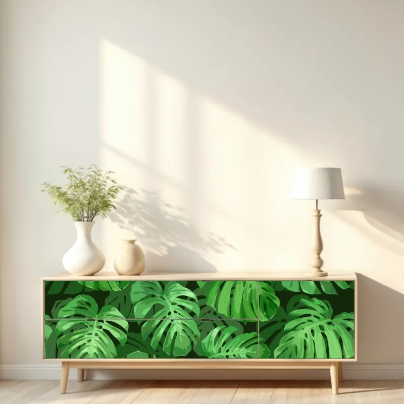 Naklejka repozycjonowalna botaniczny wzór z kwiatami cytrusów na granatowym tle – Wallissimo®