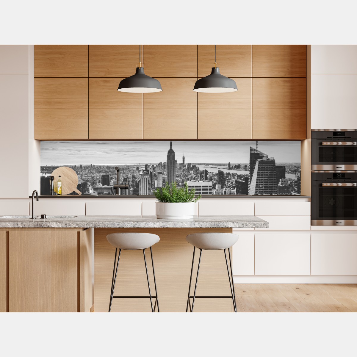 Naklejka repozycjonowalna panorama Nowego Jorku w odcieniach szarości – Wallissimo® Naklejka repozycjonowalna panorama Nowego Jorku w odcieniach szarości – Wallissimo®