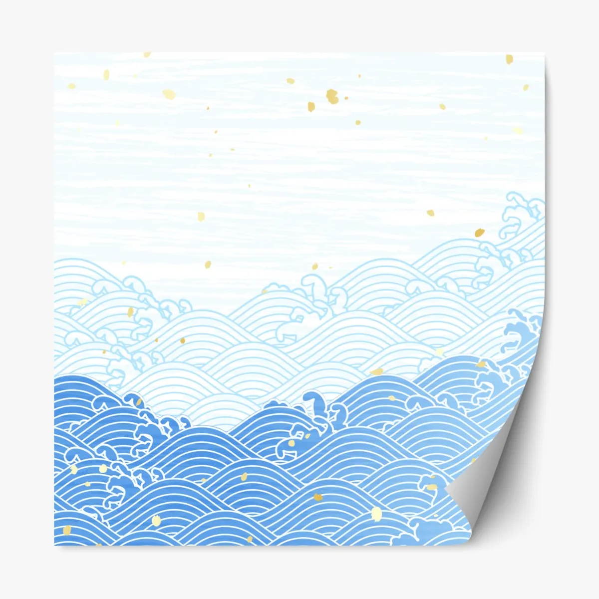 Naklejka repozycjonowalna spokojne niebieskie fale ze złotymi akcentami – Wallissimo® Naklejka repozycjonowalna spokojne niebieskie fale ze złotymi akcentami – Wallissimo®