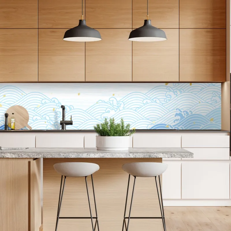 Naklejka repozycjonowalna złoty kwiatowy ornament na granatowym tle – Wallissimo®