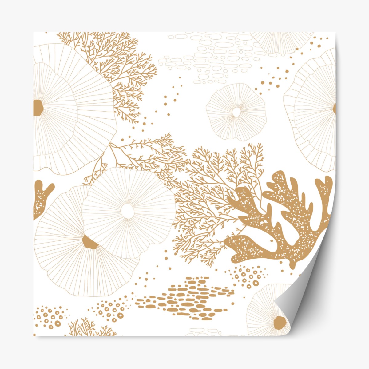 Repositionable sticker delicate golden coral pattern