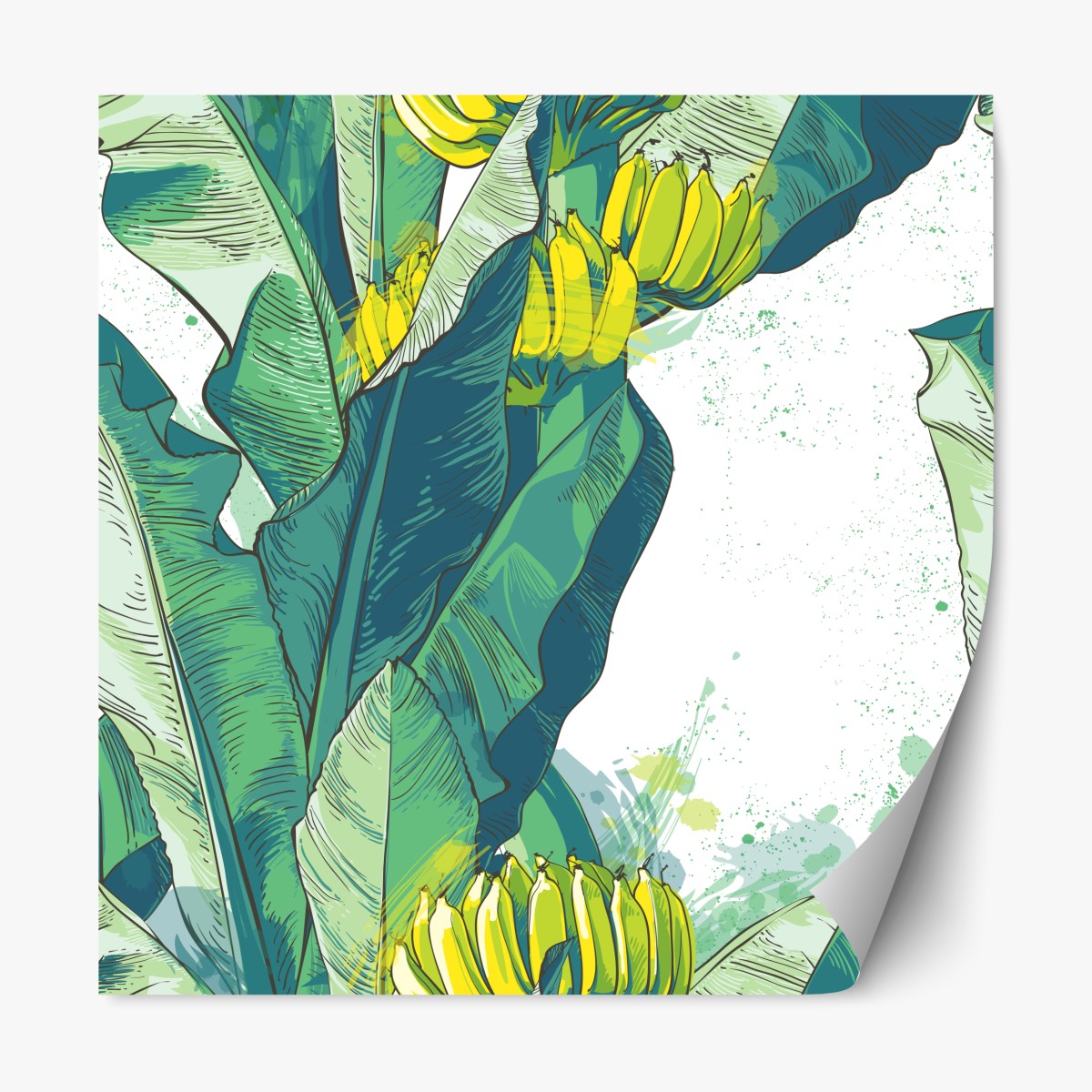 Repositionable sticker tropical banana leaf illustration