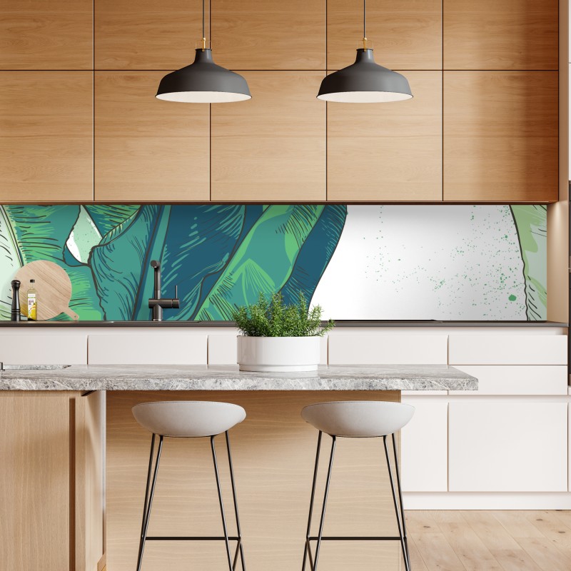 Naklejka repozycjonowalna tropikalna ilustracja liści bananowca – Wallissimo® Naklejka repozycjonowalna tropikalna ilustracja liści bananowca – Wallissimo®