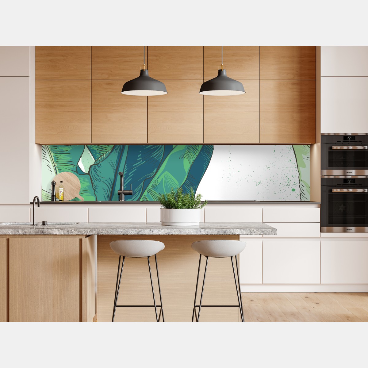 Naklejka repozycjonowalna tropikalna ilustracja liści bananowca – Wallissimo® Naklejka repozycjonowalna tropikalna ilustracja liści bananowca – Wallissimo®