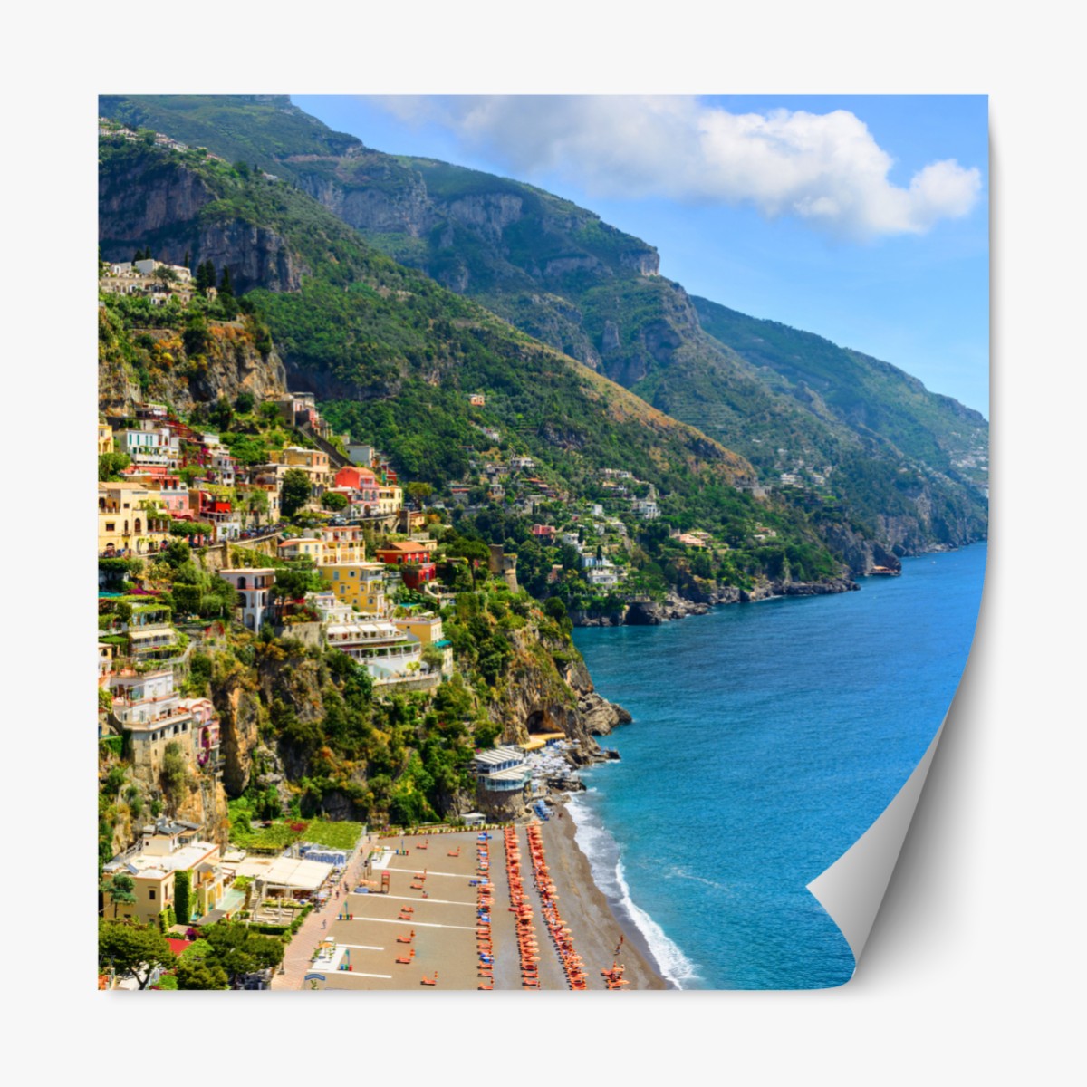 Repositionable sticker colorful cliffside coastal panorama