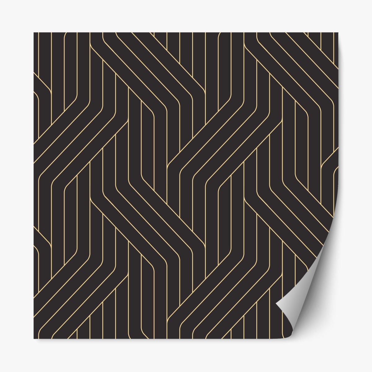 Repositionable sticker geometric art deco pattern with gold lines