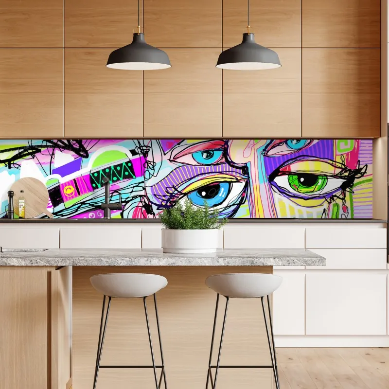 Naklejka repozycjonowalna abstrakcyjna twarz w żywych kolorach – Wallissimo® Naklejka repozycjonowalna abstrakcyjna twarz w żywych kolorach – Wallissimo®