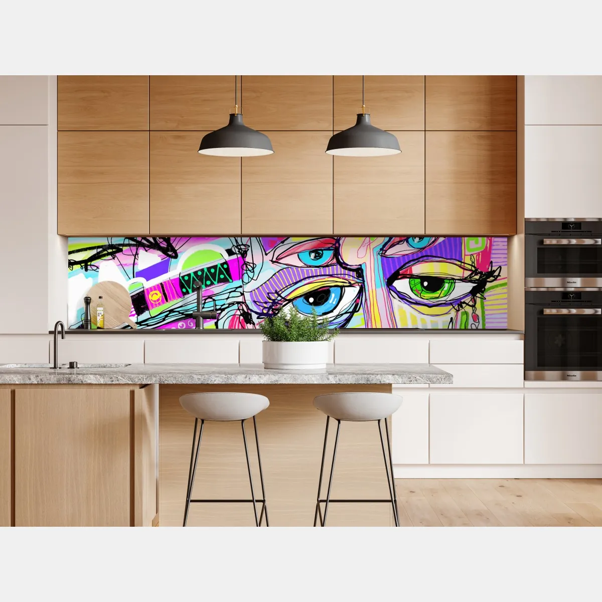 Naklejka repozycjonowalna abstrakcyjna twarz w żywych kolorach – Wallissimo® Naklejka repozycjonowalna abstrakcyjna twarz w żywych kolorach – Wallissimo®