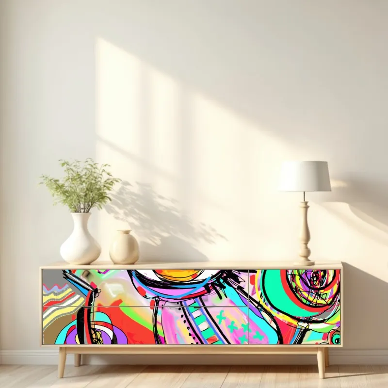 Naklejka repozycjonowalna żywe abstrakcyjne oko w stylu pop art – Wallissimo® Naklejka repozycjonowalna żywe abstrakcyjne oko w stylu pop art – Wallissimo®