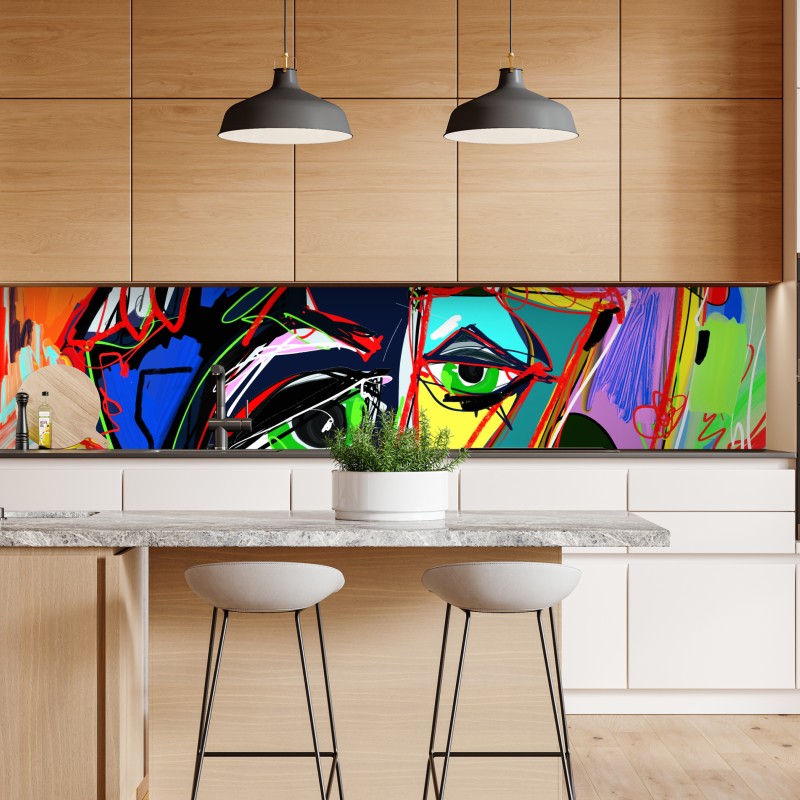 Naklejka repozycjonowalna kolorowy abstrakcyjny portret twarzy – Wallissimo® Naklejka repozycjonowalna kolorowy abstrakcyjny portret twarzy – Wallissimo®