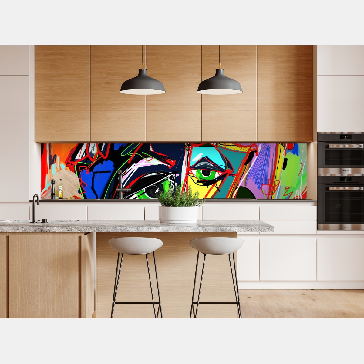 Naklejka repozycjonowalna kolorowy abstrakcyjny portret twarzy – Wallissimo® Naklejka repozycjonowalna kolorowy abstrakcyjny portret twarzy – Wallissimo®