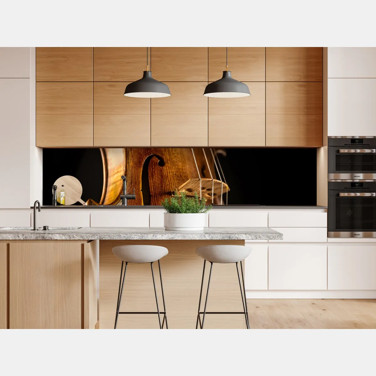 Naklejka repozycjonowalna zbliżenie ciepłych drewnianych skrzypiec – Wallissimo® Naklejka repozycjonowalna zbliżenie ciepłych drewnianych skrzypiec – Wallissimo®