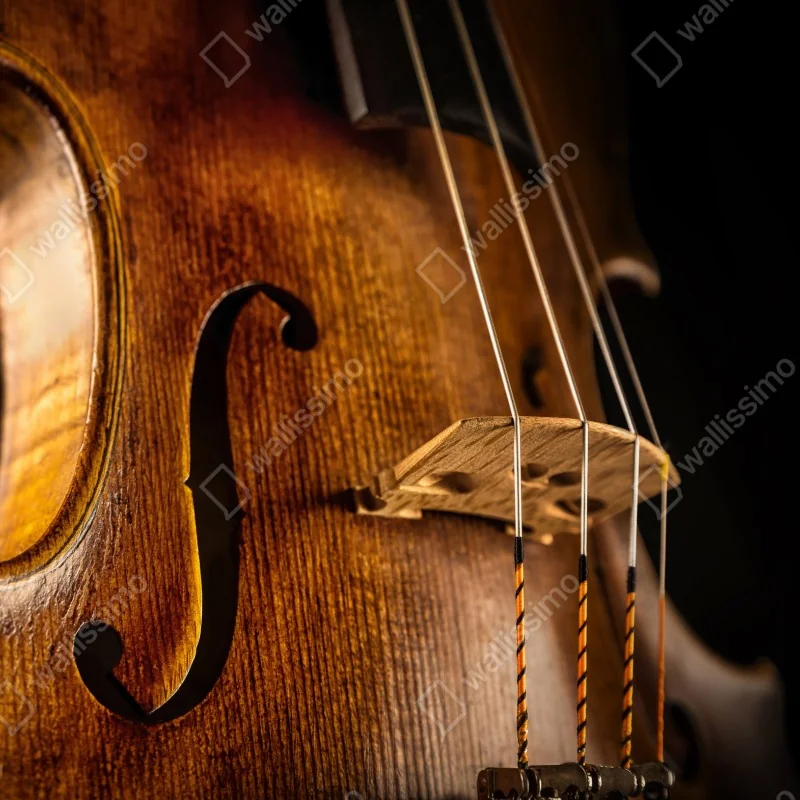 Naklejka repozycjonowalna zbliżenie ciepłych drewnianych skrzypiec – Wallissimo® Naklejka repozycjonowalna zbliżenie ciepłych drewnianych skrzypiec – Wallissimo®