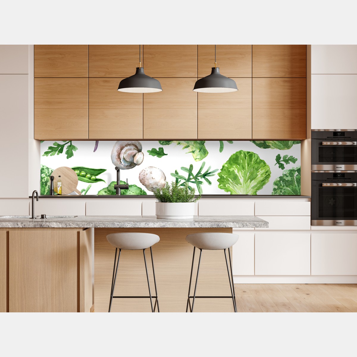 Naklejka repozycjonowalna akwarelowy wzór zielonych warzyw – Wallissimo® Naklejka repozycjonowalna akwarelowy wzór zielonych warzyw – Wallissimo®