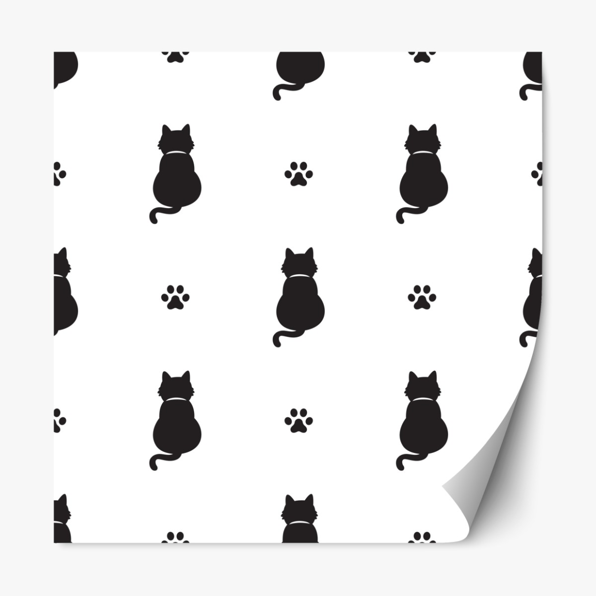 Repositionable sticker black cat silhouette pattern