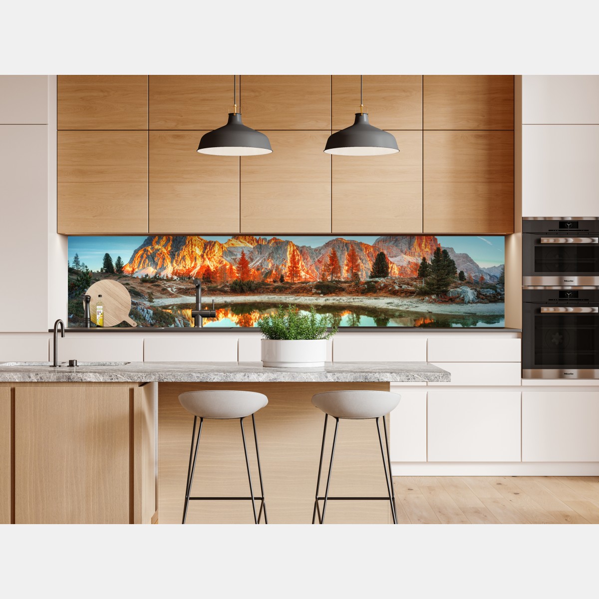 Naklejka repozycjonowalna alpejski wschód słońca nad górskim jeziorem – Wallissimo® Naklejka repozycjonowalna alpejski wschód słońca nad górskim jeziorem – Wallissimo®