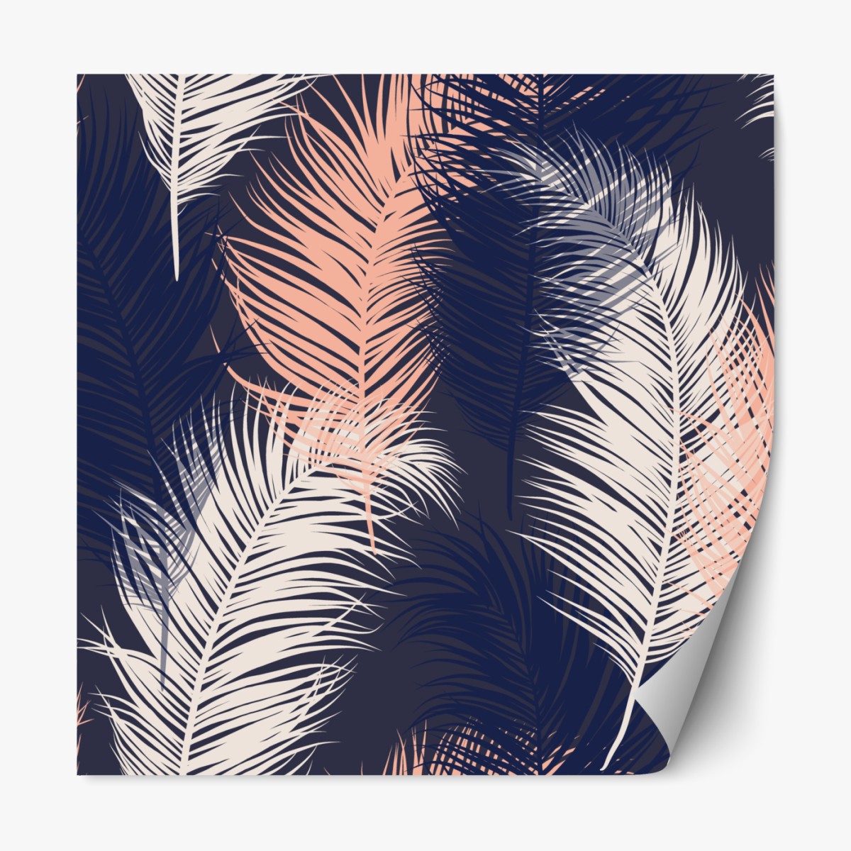Repositionable sticker navy and blush feather pattern