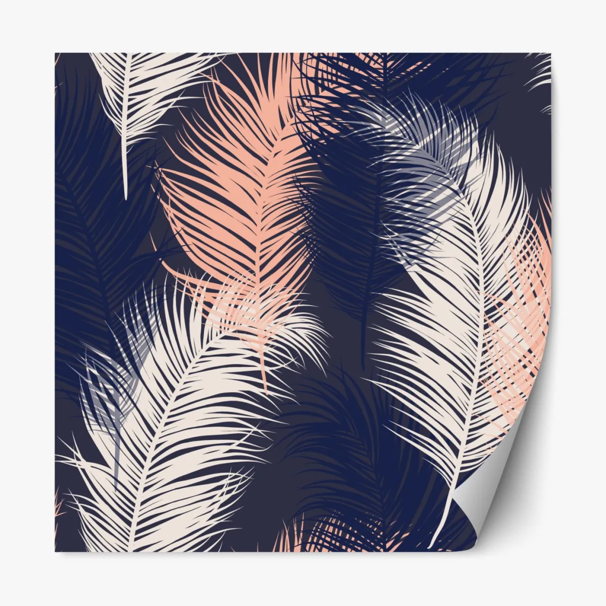 Naklejka repozycjonowalna wzór z piórami w granacie i różu – Wallissimo® Naklejka repozycjonowalna wzór z piórami w granacie i różu – Wallissimo®