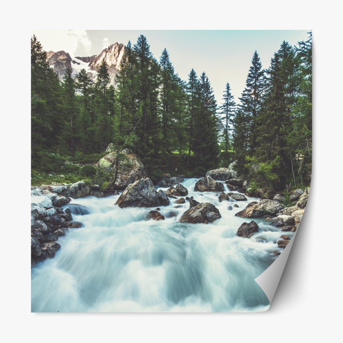 Repositionable sticker scenic alpine river in Ferret Valley