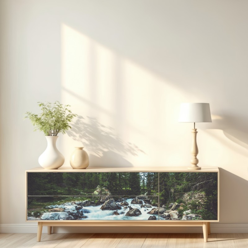 Naklejka repozycjonowalna malownicza alpejska rzeka w Ferret Valley – Wallissimo® Naklejka repozycjonowalna malownicza alpejska rzeka w Ferret Valley – Wallissimo®