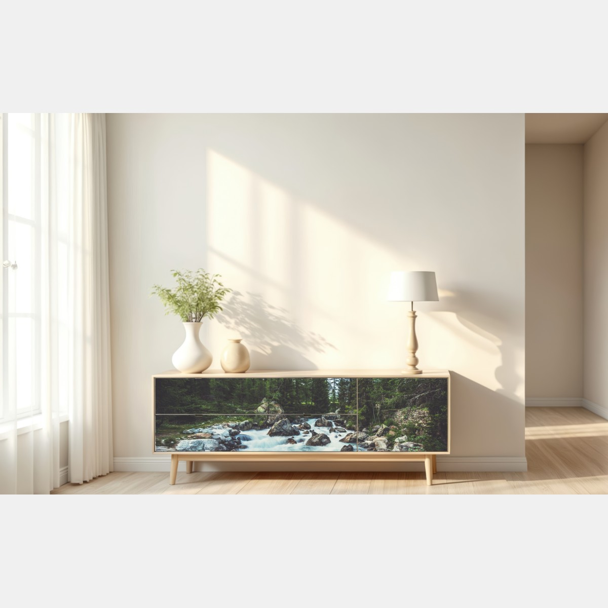 Naklejka repozycjonowalna malownicza alpejska rzeka w Ferret Valley – Wallissimo® Naklejka repozycjonowalna malownicza alpejska rzeka w Ferret Valley – Wallissimo®