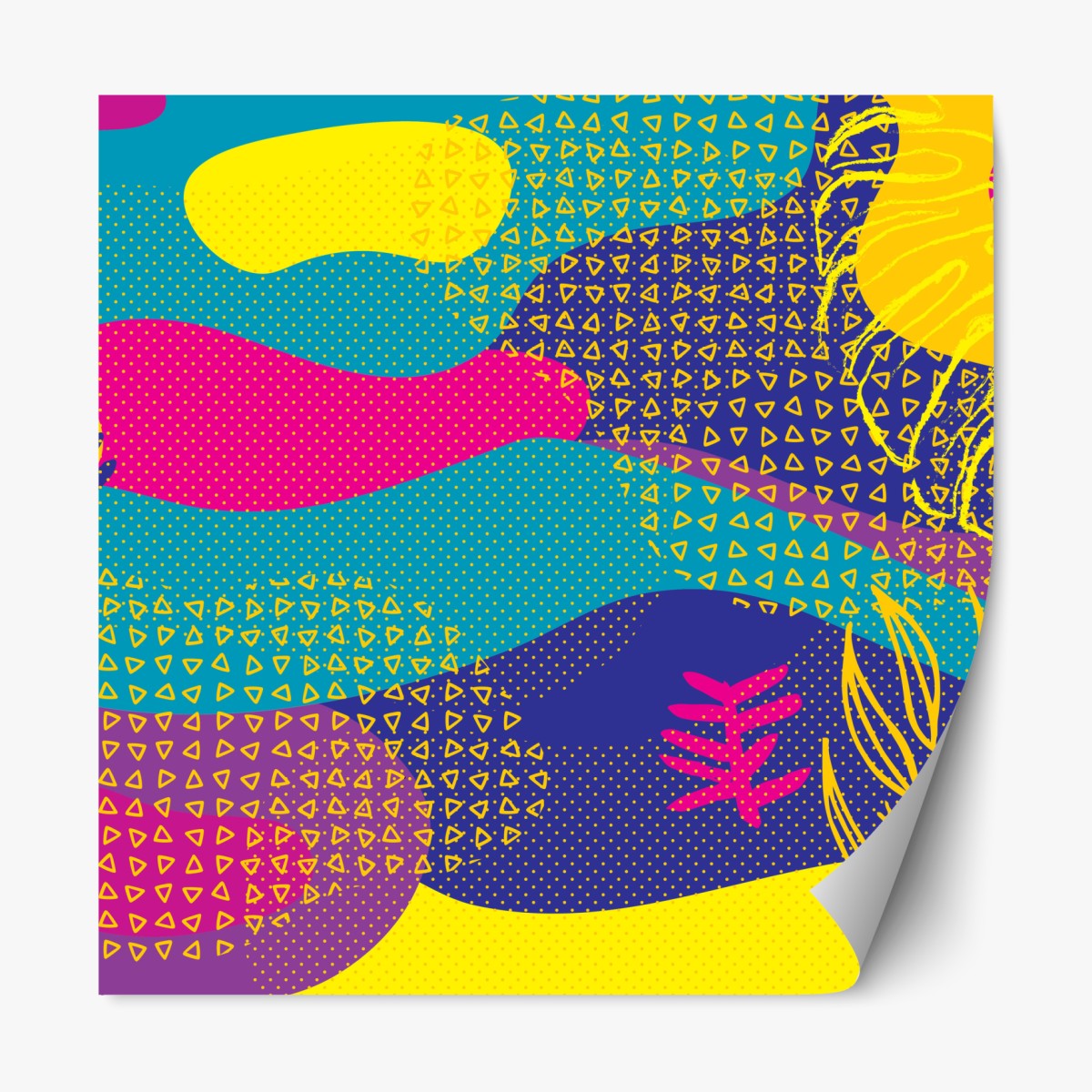 Repositionable sticker vibrant abstract tropical pattern