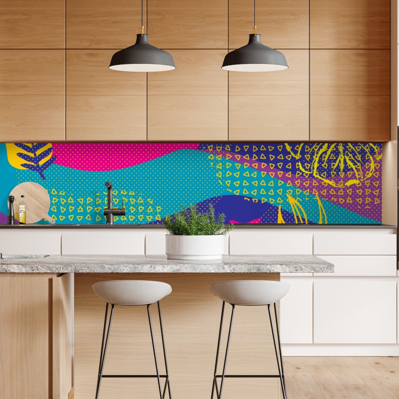 Naklejka repozycjonowalna żywy abstrakcyjny wzór tropikalny – Wallissimo® Naklejka repozycjonowalna żywy abstrakcyjny wzór tropikalny – Wallissimo®