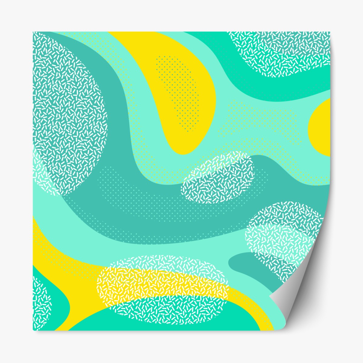 Repositionable sticker turquoise and yellow abstract pattern