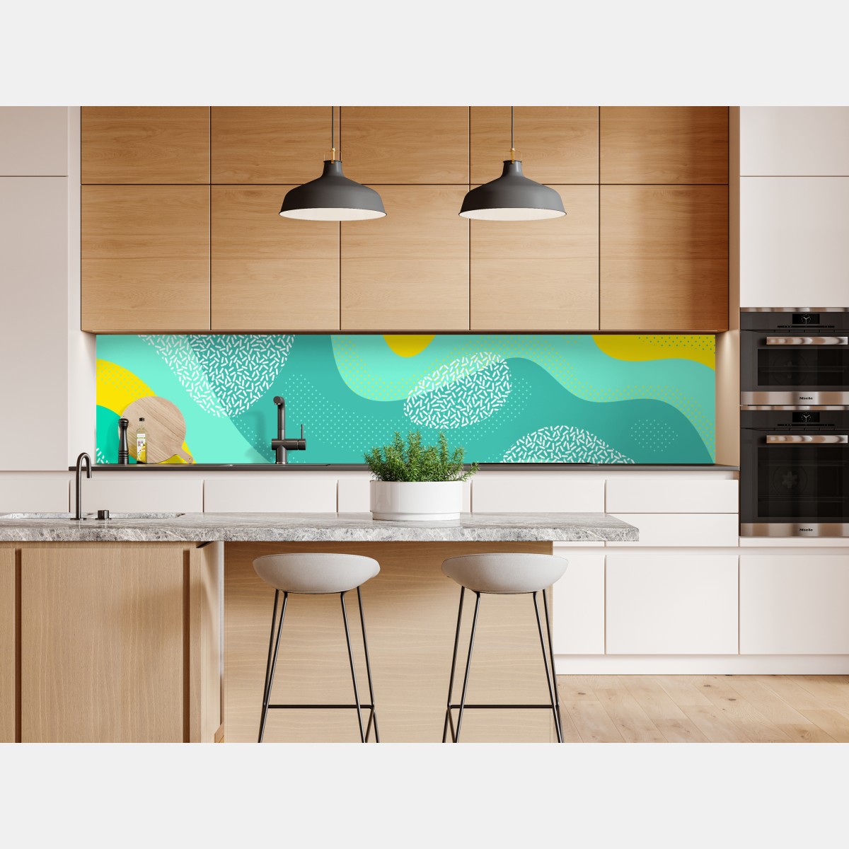 Naklejka repozycjonowalna turkusowo-żółty abstrakcyjny wzór – Wallissimo® Naklejka repozycjonowalna turkusowo-żółty abstrakcyjny wzór – Wallissimo®