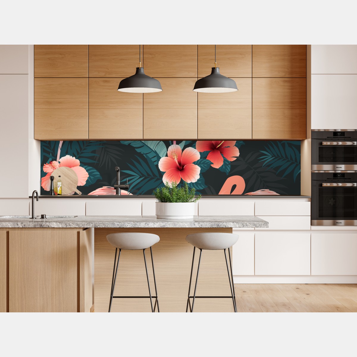 Naklejka repozycjonowalna tropikalny wzór z różowymi flamingami – Wallissimo® Naklejka repozycjonowalna tropikalny wzór z różowymi flamingami – Wallissimo®