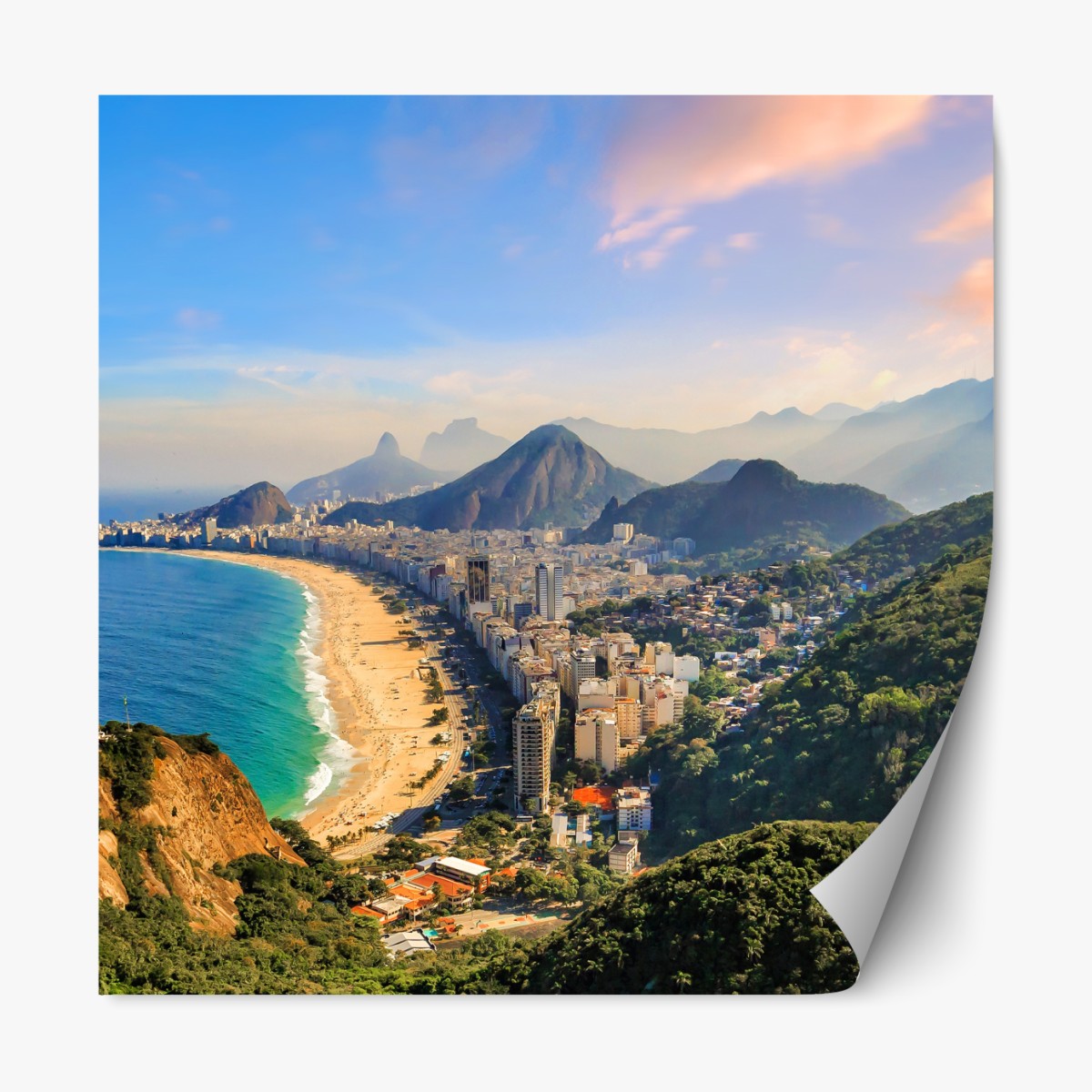 Repositionable sticker Copacabana and Ipanema aerial panorama