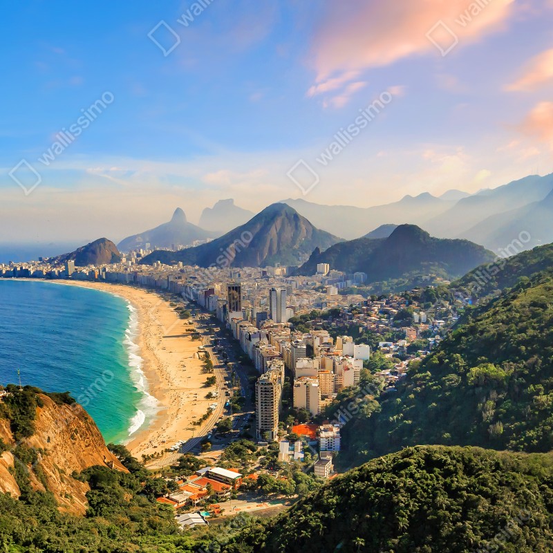 Naklejka repozycjonowalna Copacabana i Ipanema panoramiczny widok z lotu ptaka – Wallissimo® Naklejka repozycjonowalna Copacabana i Ipanema panoramiczny widok z lotu ptaka – Wallissimo®