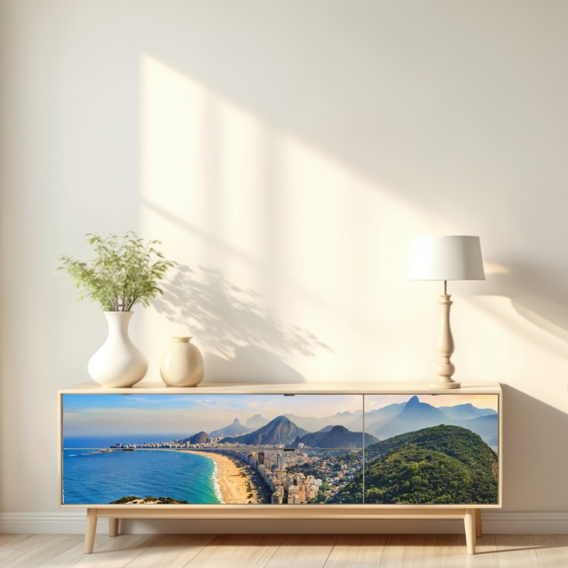 Naklejka repozycjonowalna Copacabana i Ipanema panoramiczny widok z lotu ptaka – Wallissimo® Naklejka repozycjonowalna Copacabana i Ipanema panoramiczny widok z lotu ptaka – Wallissimo®