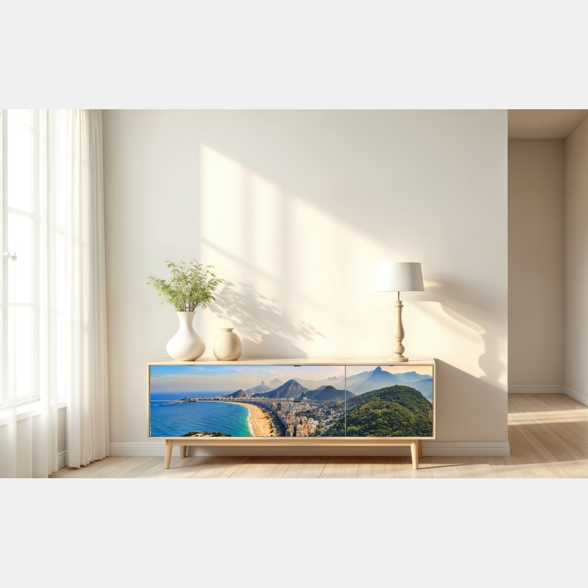 Naklejka repozycjonowalna Copacabana i Ipanema panoramiczny widok z lotu ptaka – Wallissimo® Naklejka repozycjonowalna Copacabana i Ipanema panoramiczny widok z lotu ptaka – Wallissimo®