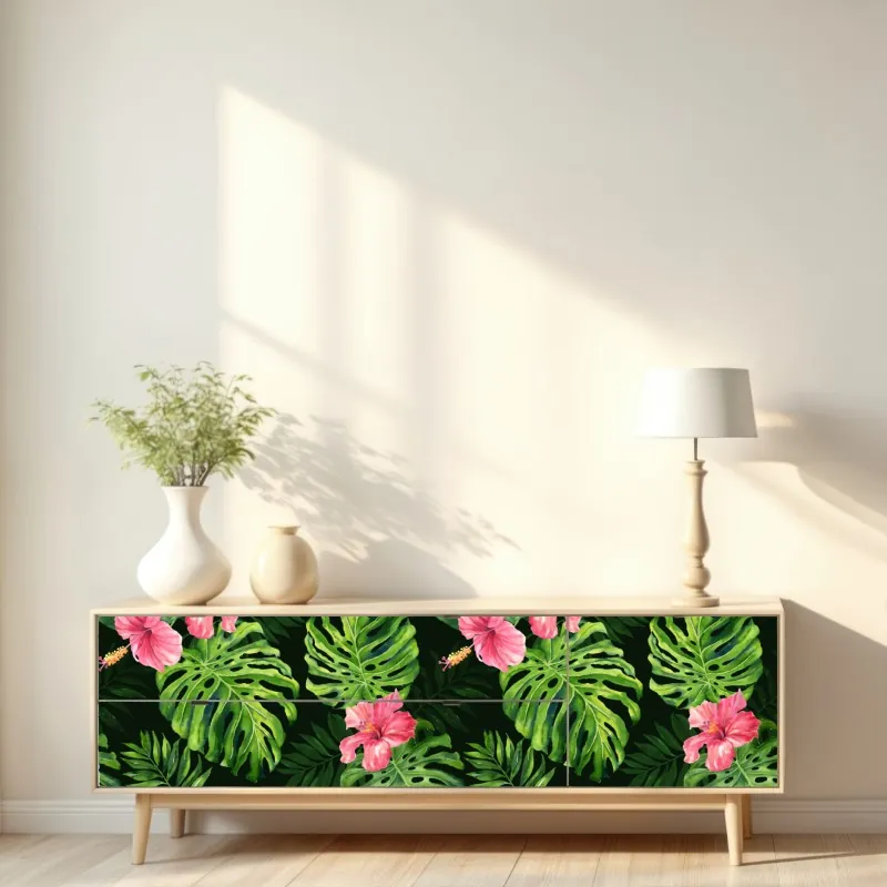 Naklejka repozycjonowalna luksusowy złoty wzór kwiatowy na granacie – Wallissimo®