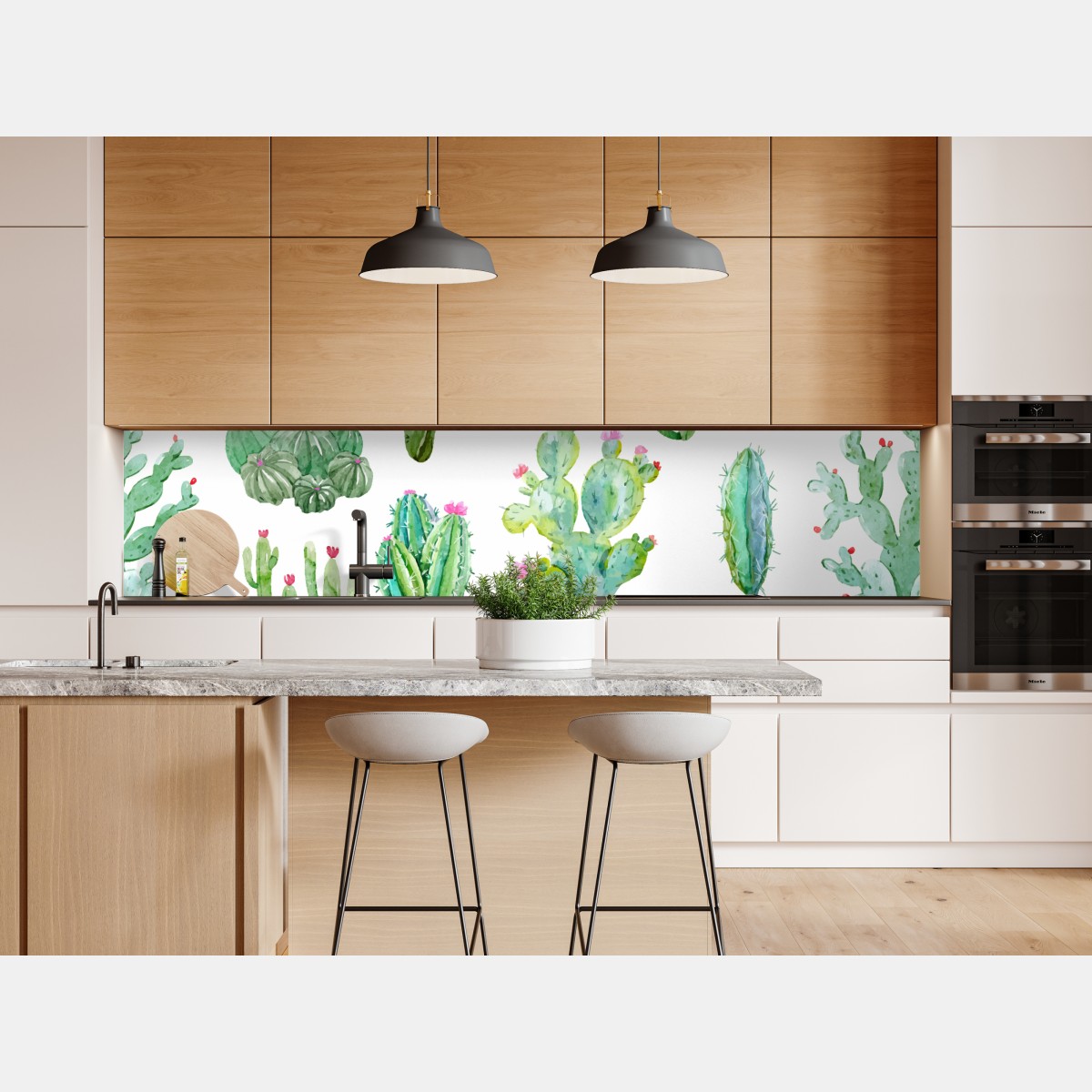 Naklejka repozycjonowalna akwarelowy wzór ogrodu kaktusów – Wallissimo® Naklejka repozycjonowalna akwarelowy wzór ogrodu kaktusów – Wallissimo®