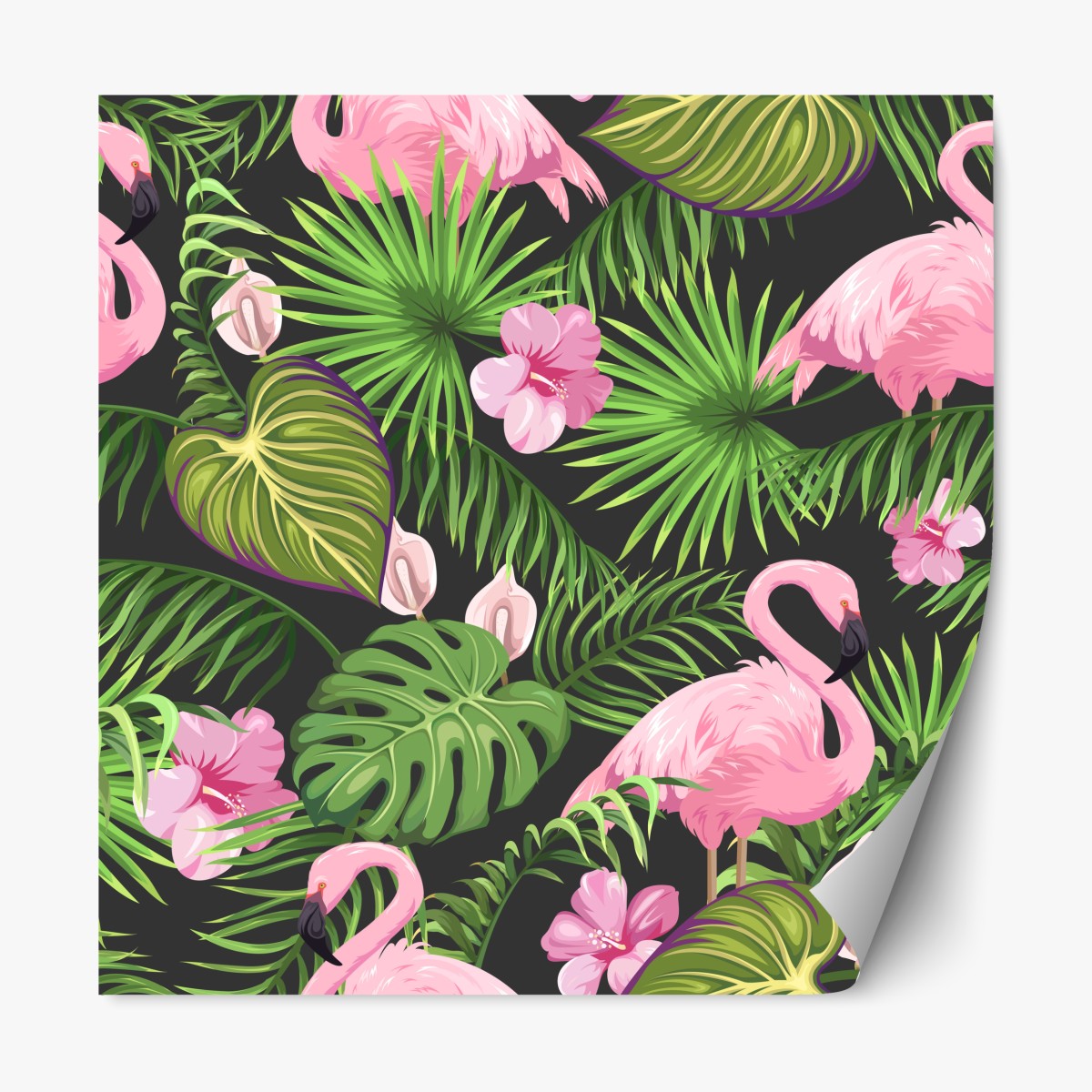 Repositionable sticker pink flamingo tropical pattern