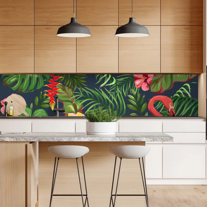Naklejka repozycjonowalna tropikalny wzór z flamingami – Wallissimo® Naklejka repozycjonowalna tropikalny wzór z flamingami – Wallissimo®